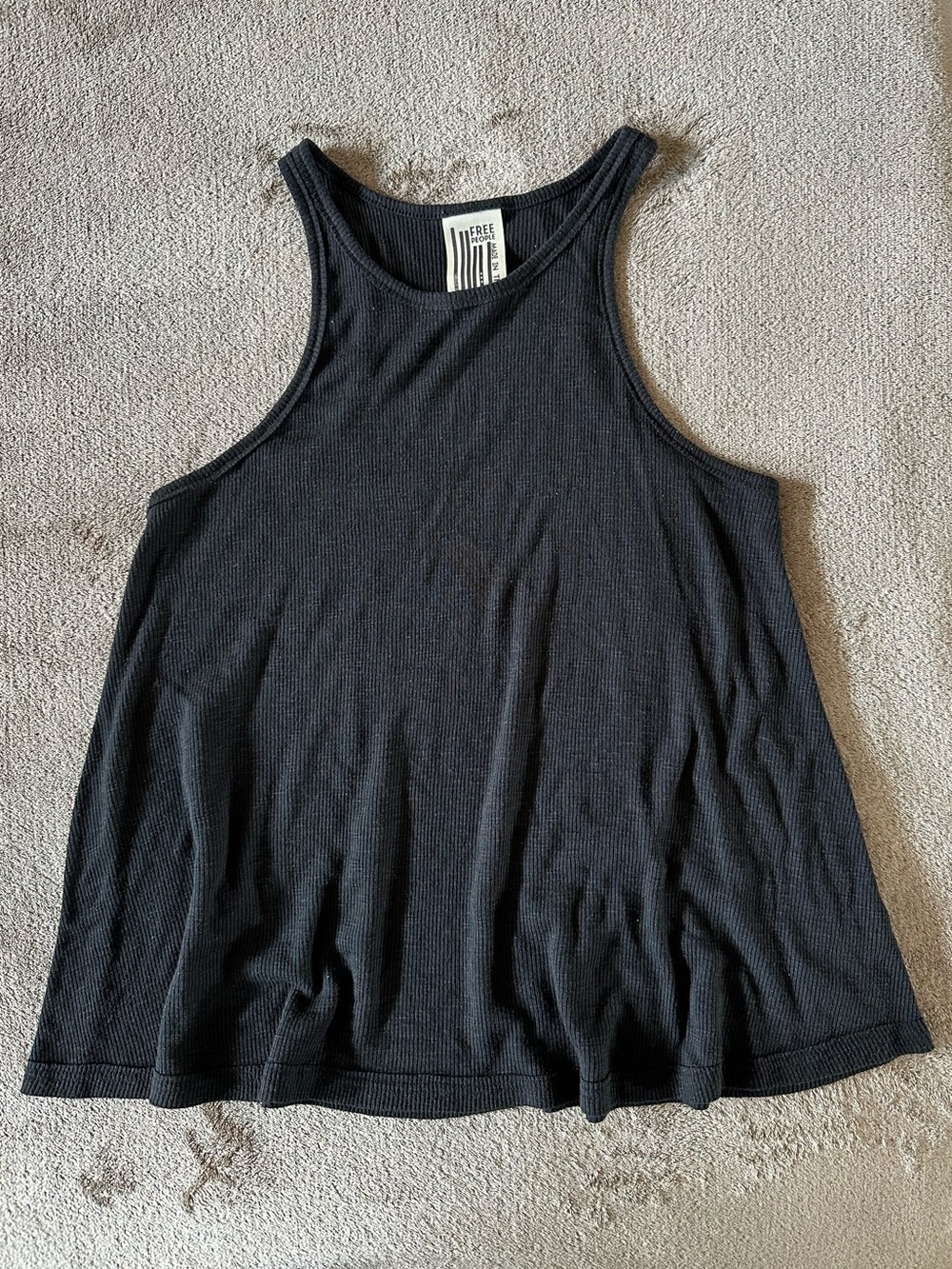 Free People Black Ribbed Racerback Tank - Picture 4 of 5